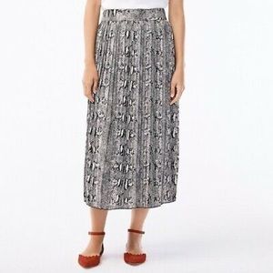 NWT J. Crew Snakeskin Midi Pleated Skirt